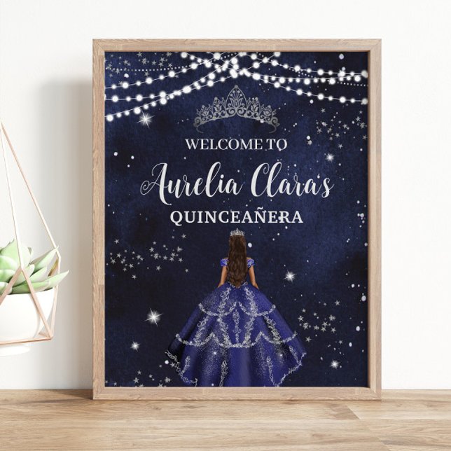 Poster Starry Night Marinho Blue Silver Quinceañera Sweet (Criador carregado)