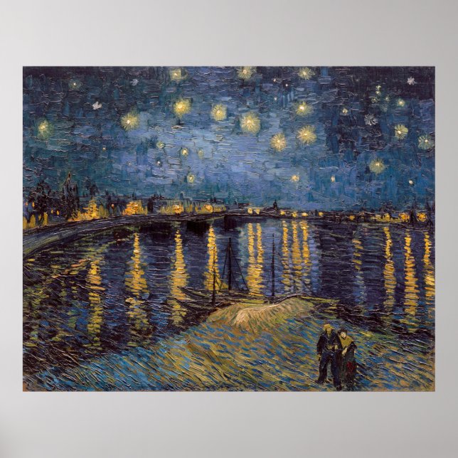 Poster Starry Night Over Rhone River por Vincent Van Gogh (Frente)