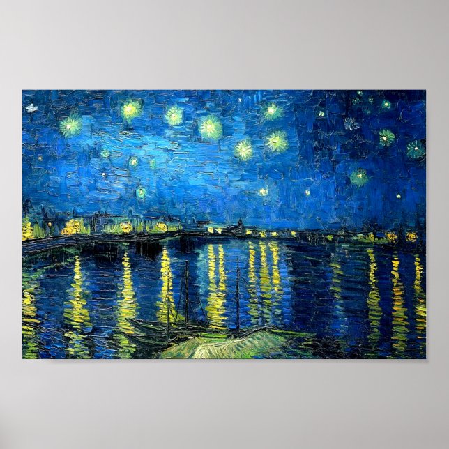 Poster Starry Night Over the Rhone (1888) Van Gogh Art (Frente)