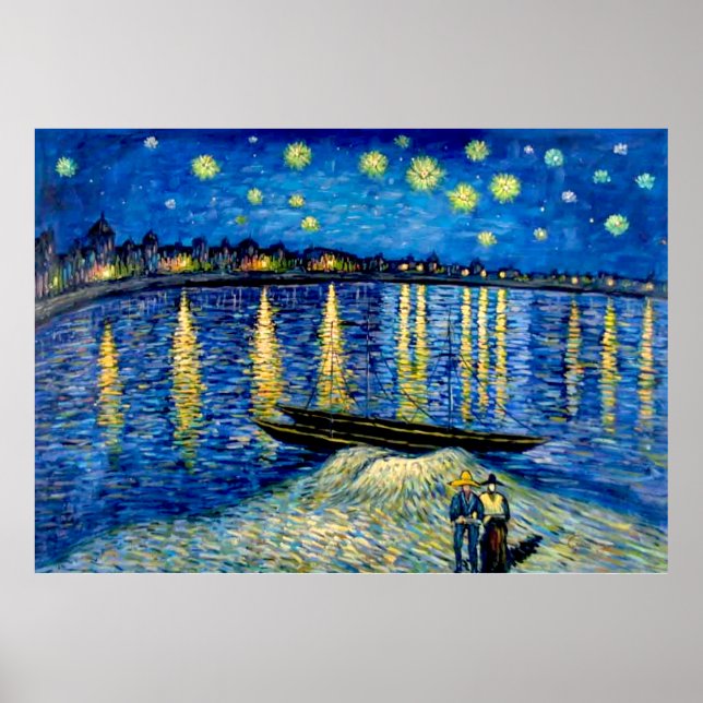 Poster Starry Night Over the Rhône por Vicent van Gogh (Frente)