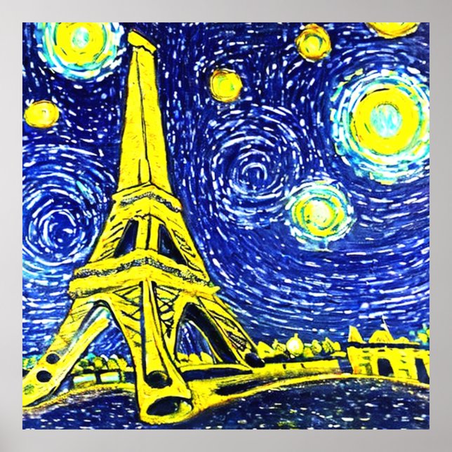Poster Starry Night Paris França (Frente)