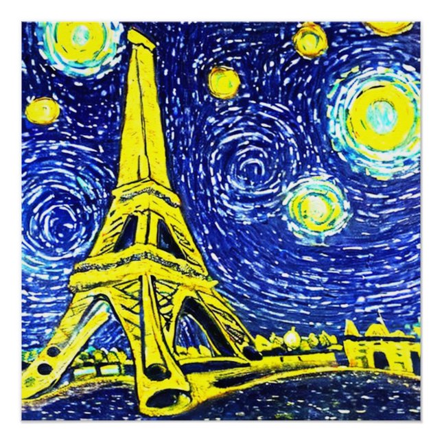 Póster Starry Night Paris França (Frente)