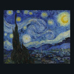 Poster Starry Night por Van Gogh<br><div class="desc">A Noite Estrelada,  de Vincent van Gogh,  pintada em 1889 durante sua estada no Santo-Rémy-de-Provence,  retrata um céu noturno girando sobre uma vila tranquila,  refletindo sua intensidade emocional e artística.</div>