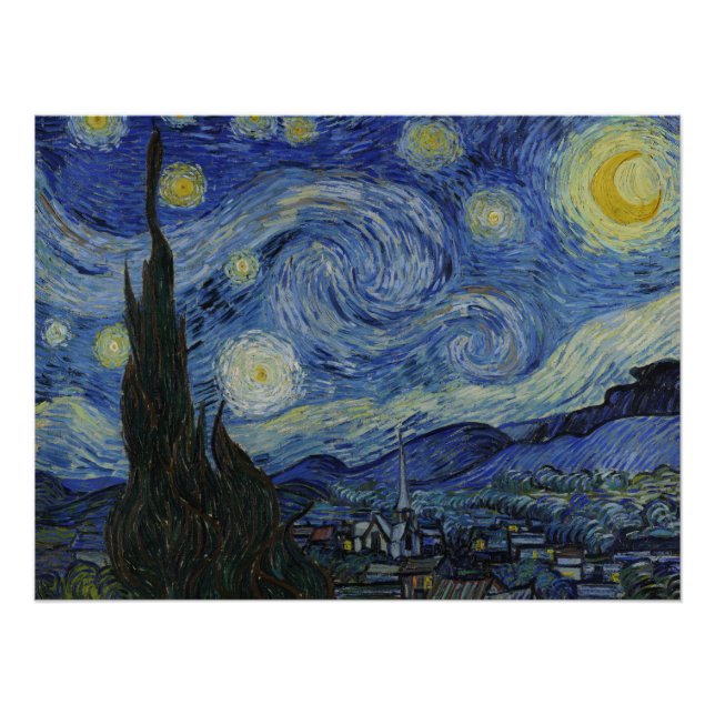 Póster Starry Night por Vincent Van Gogh (Frente)