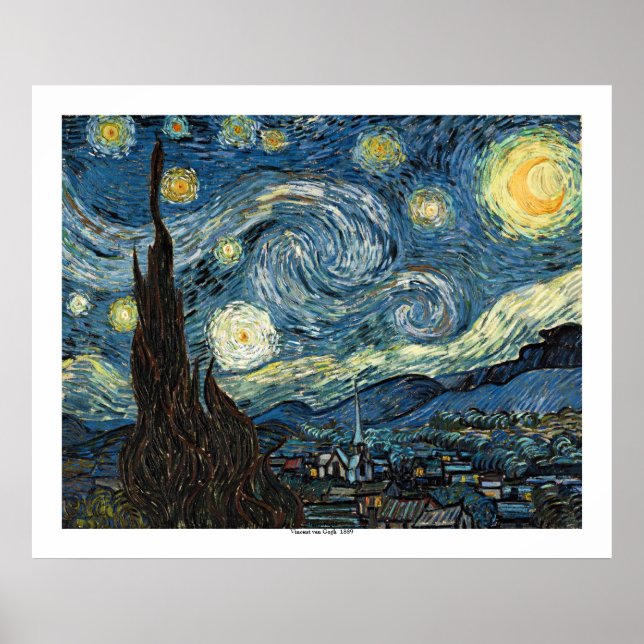Póster Starry Night por Vincent van Gogh (Frente)