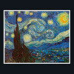 Póster Starry Night por Vincent van Gogh<br><div class="desc">Vincent Willem van Gogh,  pintor holandês poste-impressionista,  é mais conhecido por seu uso de cores vivas e pelo impacto emocional de seu trabalho.</div>