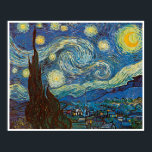 Póster Starry Night por Vincent van Gogh<br><div class="desc">Vincent Willem van Gogh,  pintor holandês poste-impressionista,  é mais conhecido por seu uso de cores vivas e pelo impacto emocional de seu trabalho.</div>