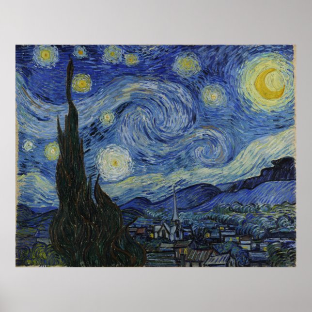 Poster Starry Night por Vincent Van Gogh (Frente)