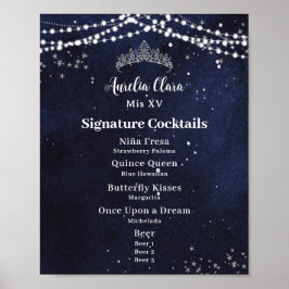 Poster Starry Night Quinceanera Sweet 16 Bar Menu Bebida