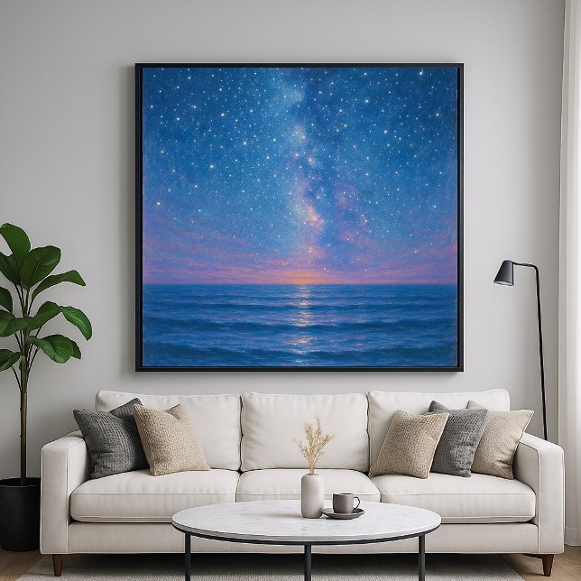 Poster Starry Night Seascape - Pastel Painting Style (Criador carregado)