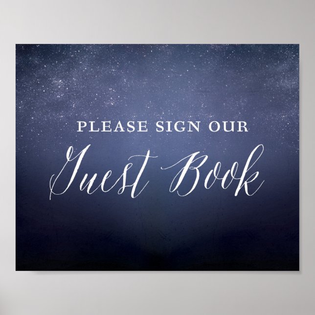 Poster Starry Night Sky Celestial Casamento Guest Sinal (Frente)