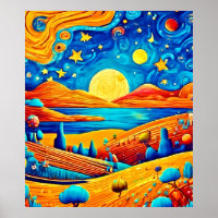 Starry Night Surrealism Arte de Cartoon