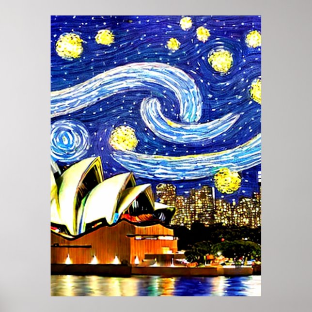Poster Starry Night Sydney Austrália - Ópera (Frente)