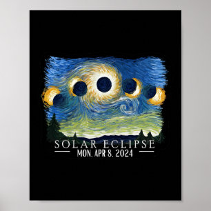 Poster Starry Night Total Solar Eclipse 2024 American Tot
