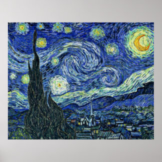 Poster Starry Night Van Gogh modificado Digitalmente borr