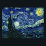 Poster Starry Night Vincent van Gogh Fine Art Painting<br><div class="desc">Vincent van Gogh (holandês, 1853 - 1890) Starry Night, 1889, Oil on canvas Unframed: 73 × 92 cm (28, 7 × 36, 2 pol) Esta pintura mostra a vista da janela virada para leste da sala de asilo de Van Gogh na Santo-Rémy-de-Provence Ele acrescentou uma vila idealizada. Está na coleção...</div>