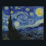 Poster Starry Night Vincent van Gogh Painting<br><div class="desc">Este belo design de arte mostra o famoso quadro poste-impressionista holandês Vincent van Gogh, "A Noite Estrelada". Pintado durante sua estadia no asilo Remy Santo na década de 1880, van Gogh retratou as colinas rolantes e árvores ciprestes que viu de sua janela. Ele também acrescentou a vila, que ele não...</div>