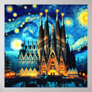 Poster Starry Sagrada Familia Barcelona