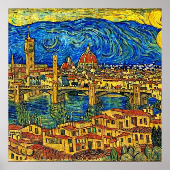 Poster Starry Starry Night Florence Itália (Frente)