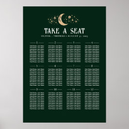Poster Stars Moon Celestial Emerald Green Wedding