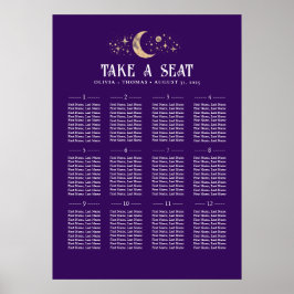 Poster Stars Moon Celestial Roxo Sentado