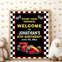Poster Start Your Engines! Fun Racing Driver Birthday Boy