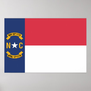 Poster State Flag of North Carolina, EUA
