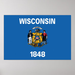 Poster State Flag of Wisconsin, EUA