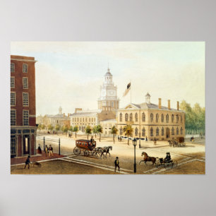 Póster State House, Philadelphia, engraved by Deroy