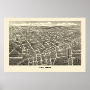 Poster Statesville, NC Panorâmica Map - 1907