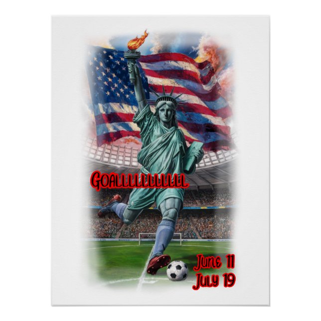 Póster Statue of Liberty playing Soccer on a  (Frente)
