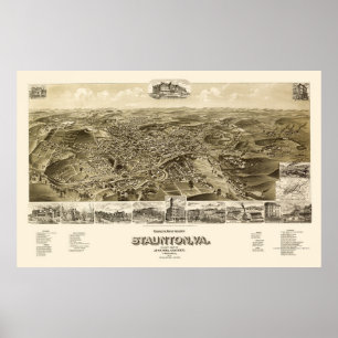 Póster Staunton, VA Panorâmica - 1891