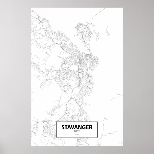 Poster Stavanger, Noruega (preto no branco) (Frente)