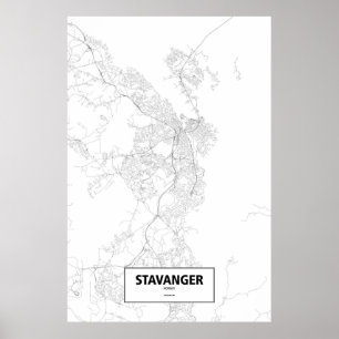 Poster Stavanger, Noruega (preto no branco)