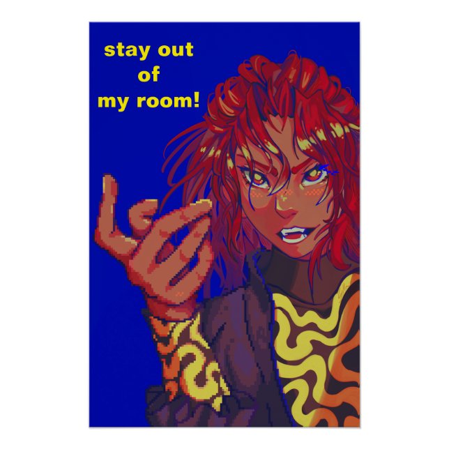 Póster Stay out of my room Pixelart changing girl (Frente)