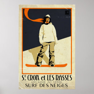 Poster Ste. Croix e Les Rasses - efeito do vintage