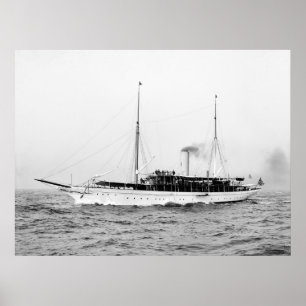 Póster Steam Yacht Emerald, início dos anos 1900