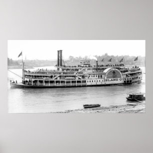 Póster Steamboat 'Island Queen' 1906 BW
