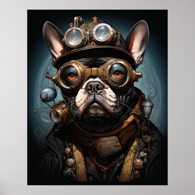 POSTER STEAMPUNCH FRANCÊS BULLDOG (Frente)
