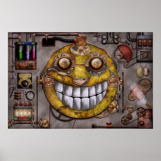 Póster Steampunk - A alegria da tecnologia (Frente)