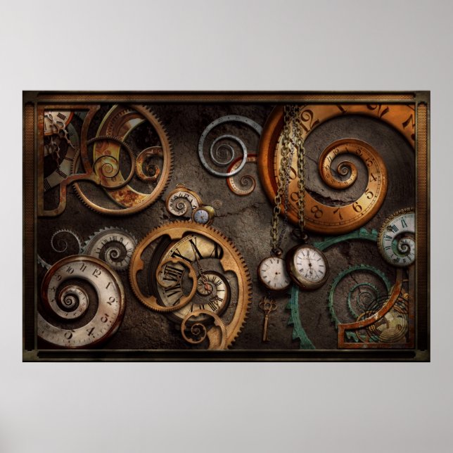 Poster Steampunk - Abstrato - O tempo é complicado (Frente)