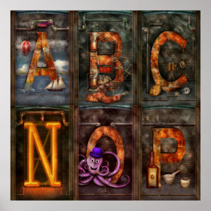 Poster Steampunk - Alphabet - Alfabeto Completo