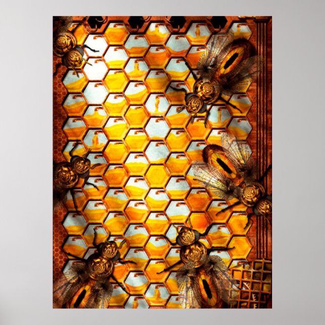 Poster Steampunk - Apiário - A colmeia (Frente)