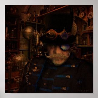 Póster Steampunk Art - Capitão de Inventor Fantasia Sean