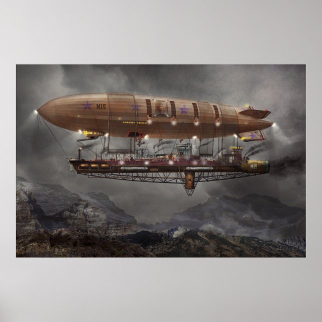 Poster Steampunk - Balão - Airship Maximus (Frente)
