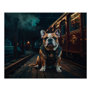 Póster Steampunk Bulldog Stationmaster Portrait
