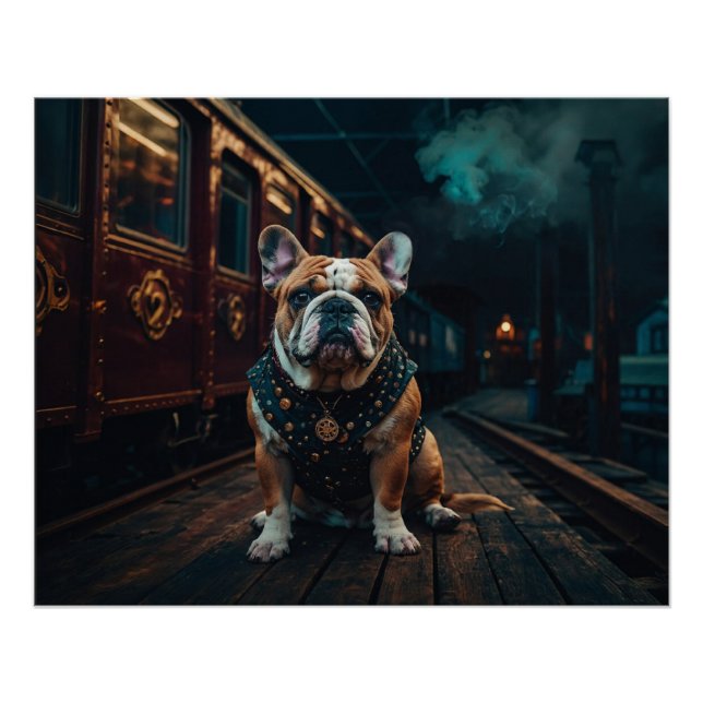 Póster Steampunk Bulldog Stationmaster Portrait (Frente)