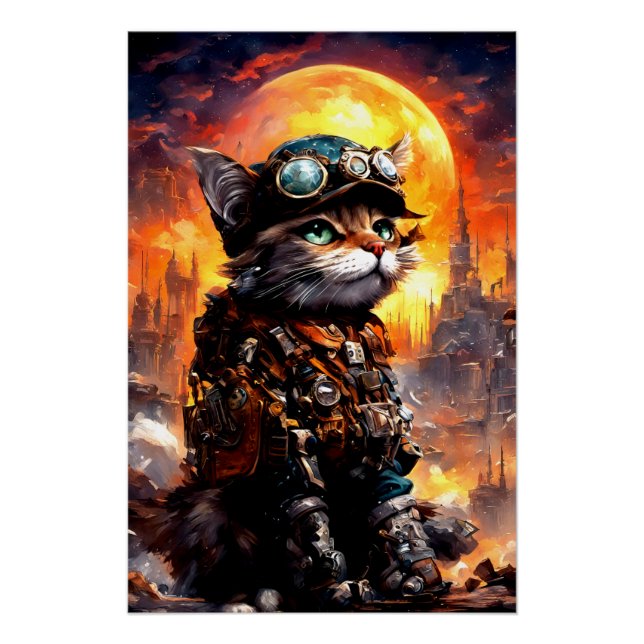 Póster Steampunk Cat II (Frente)
