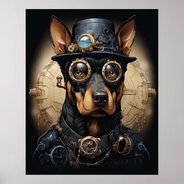 POSTER STEAMPUNK DOBERMAN (Frente)