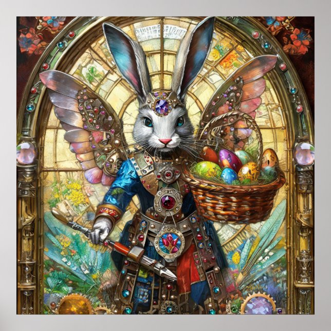 Poster Steampunk Easter Bunny Warrior Angel (Frente)